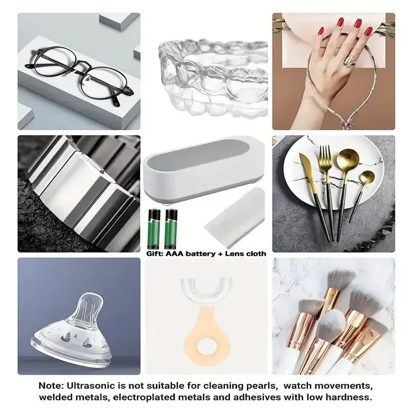 Ultrasonic Cleaning Machine Wash Cleaner Washing Jewelry Glasses Watch Ring Dentures Cleaner Portable Washing Machine Jewelry